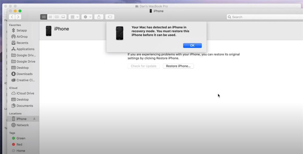 restaurar o iPhone com o iTunes no mac