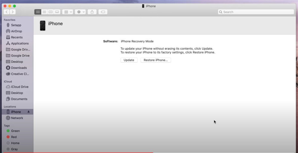 restore iPhone with iTunes, Finder
