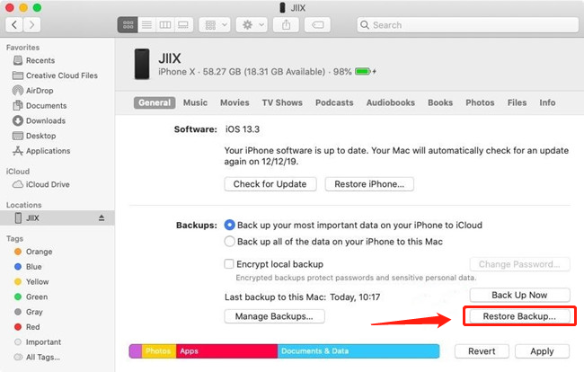 utiliser finder pour réparer l'iphone est désactivé se connecter à itunes