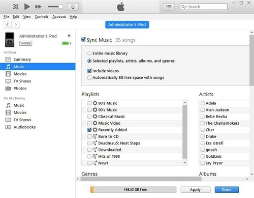 copia la musica di Apple su iPod con iTunes