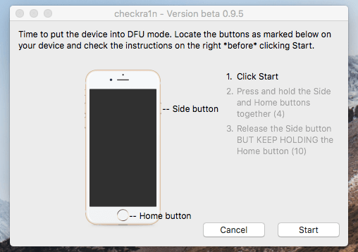 checkra1nはiphoneをdfuに入れます