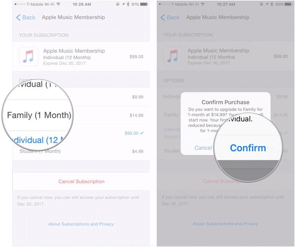 تأكيد خطة الأسرة في Apple Music