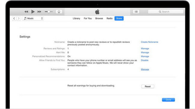 iTunes サブスクリプションの管理