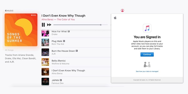 استمع إلى Apple Music وقم بتسجيل الدخول إلى معرف Apple