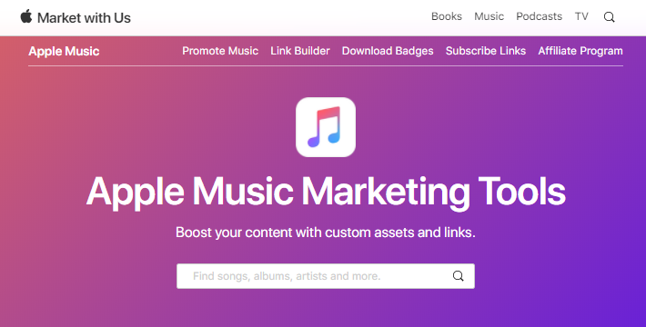 visite as ferramentas de marketing musical da Apple