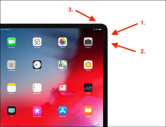 فرض إعادة تشغيل iPad باستخدام Face ID