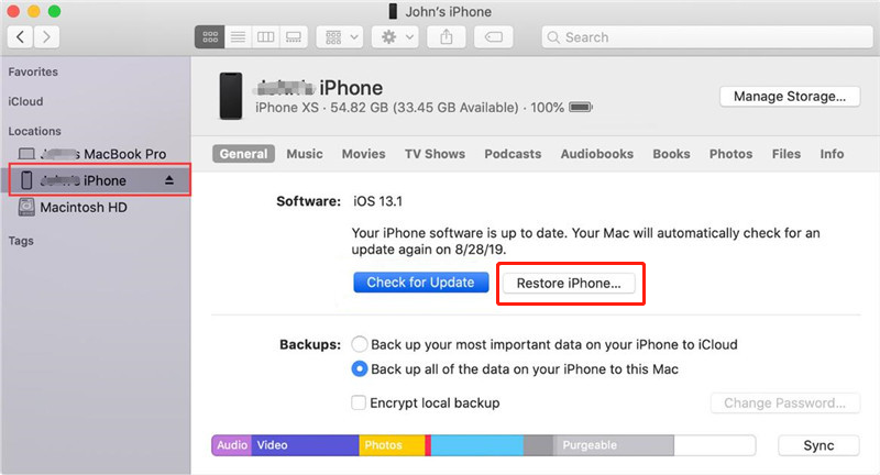 downgrade ios with itunes mac