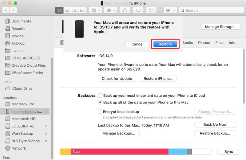 rétrograder ios14 à ios13.7