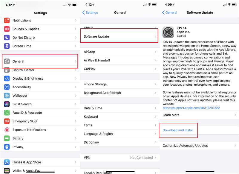 install iOS 14 on iPhone via OTA