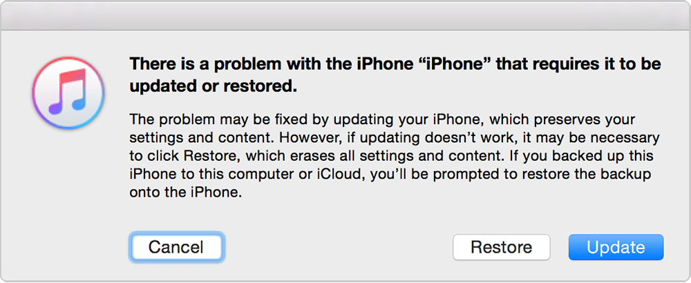 виправити ios 14 зруйнований iphone за допомогою відновлення iTunes