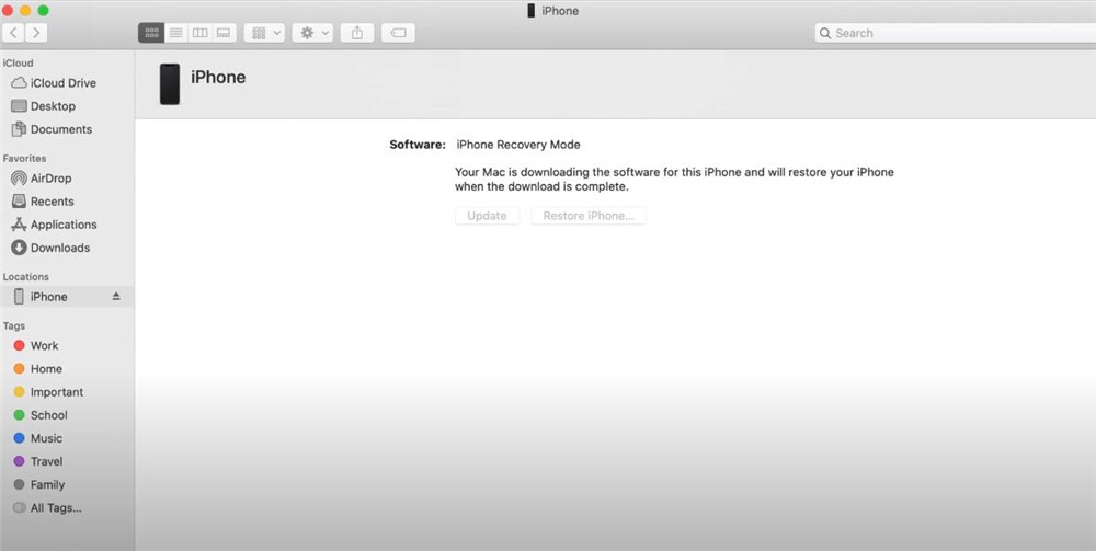 iTunes start download the Software for iPhone