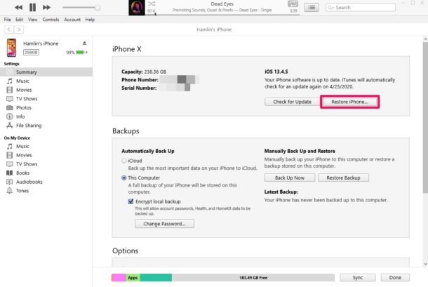 fix ios naar normaal met itunes