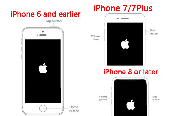 forceer herstart iphone om iphone vast te zetten in herstelmodus