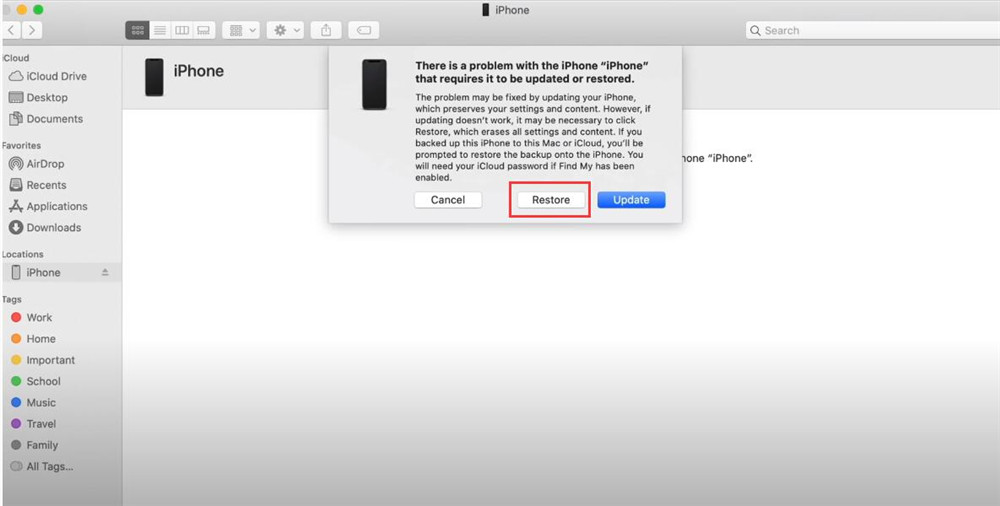 restaurar el iPhone con iTunes