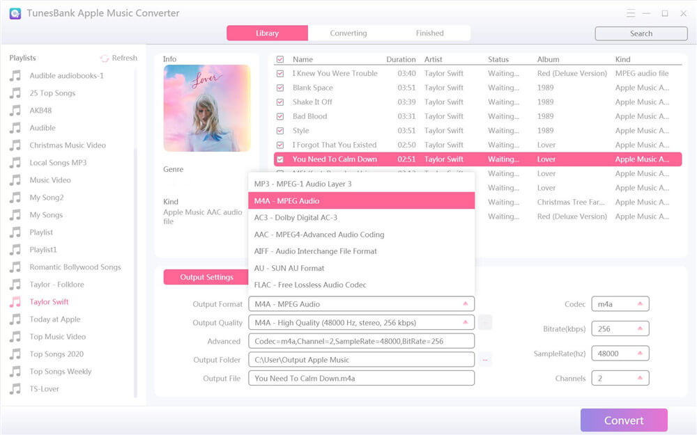 tunesbank apple music to aac converter