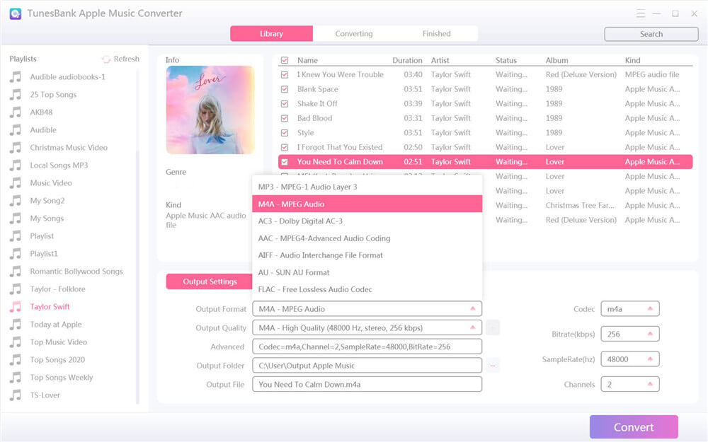 Tunesbank apple music to aac converter
