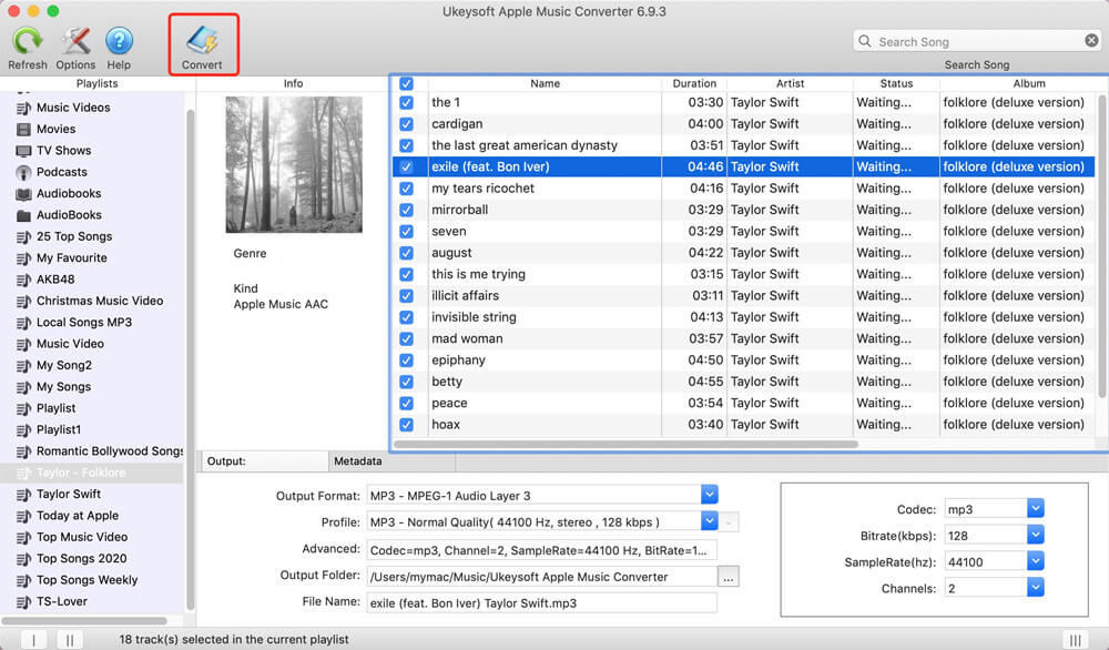 convert-Taylor-Swift-folklore-album-to-mp3