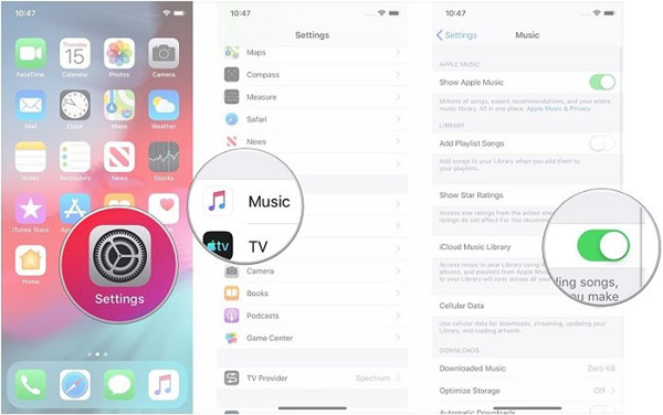 ios icloud music library