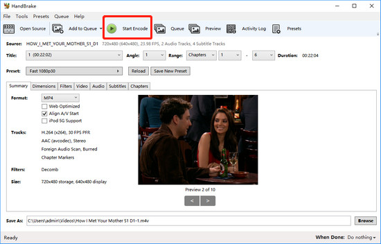 convert m4v videos to mp4 by Handbrake