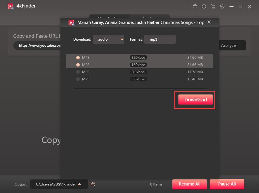 select mp3 format
