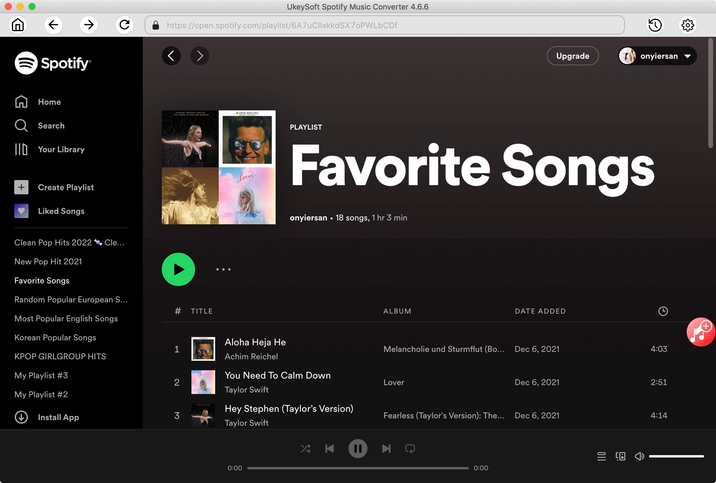 นำเข้าเพลง Spotify ไปยัง UkeySoft Spotify Converter