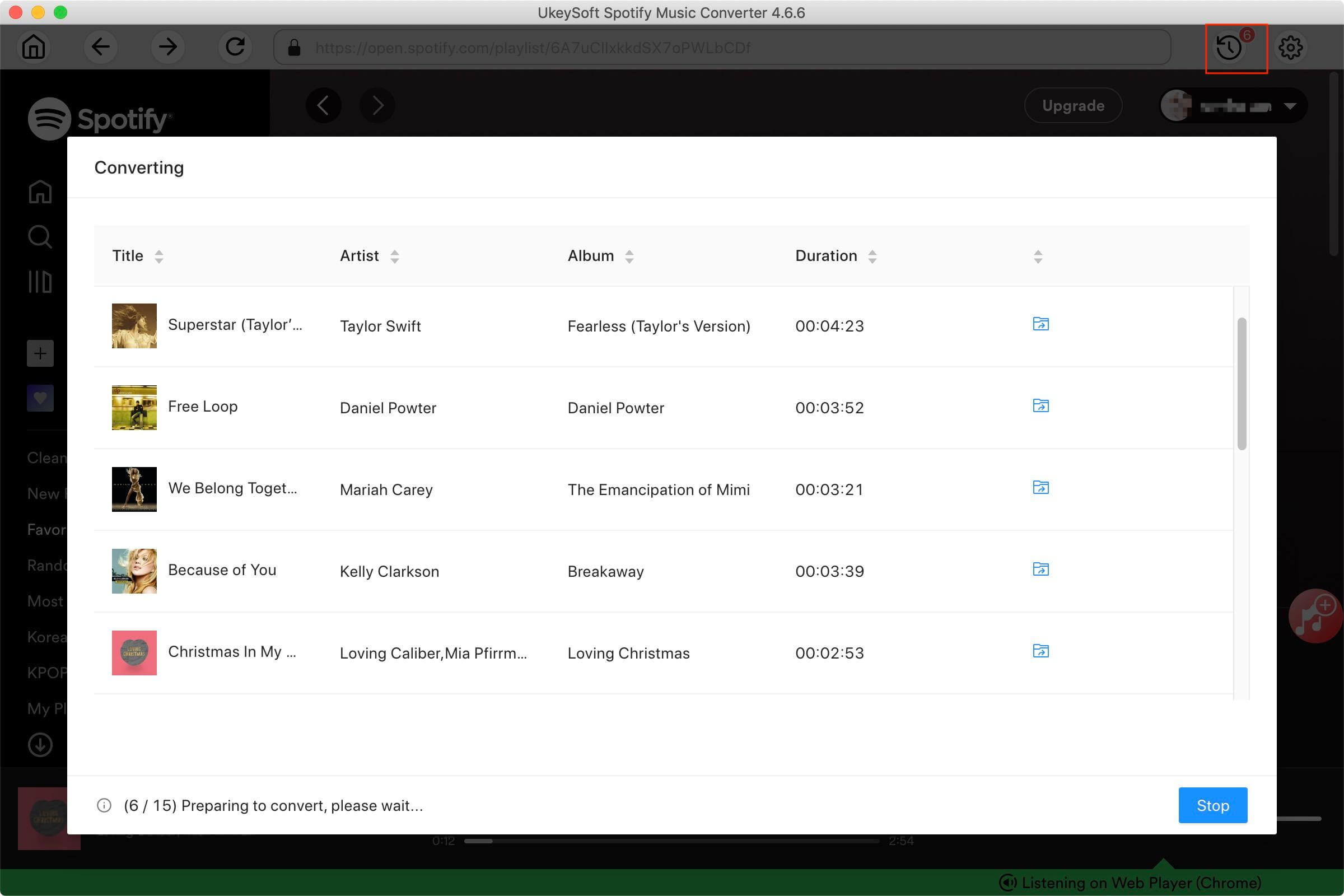 check spotify music downloading histroy
