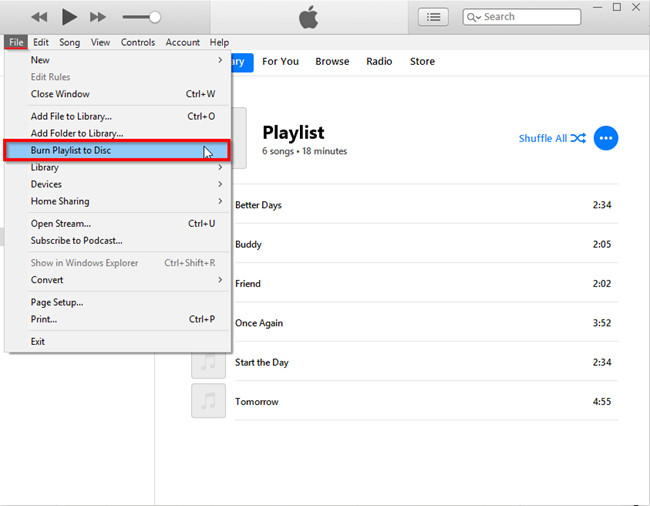 burn playlist to cd via itunes