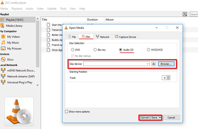 burn deezer music to cd with VLC