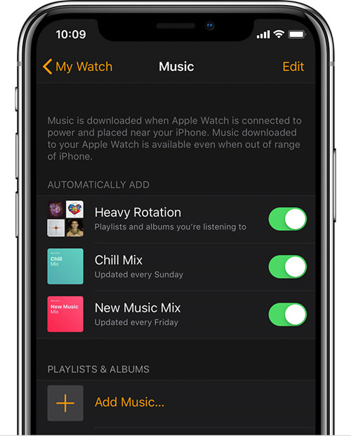 agregar canciones de Pandora a Apple Watch