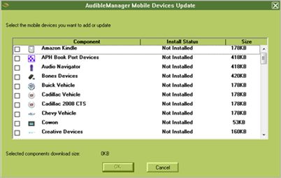 todos los dispositivos compatibles en el administrador audible