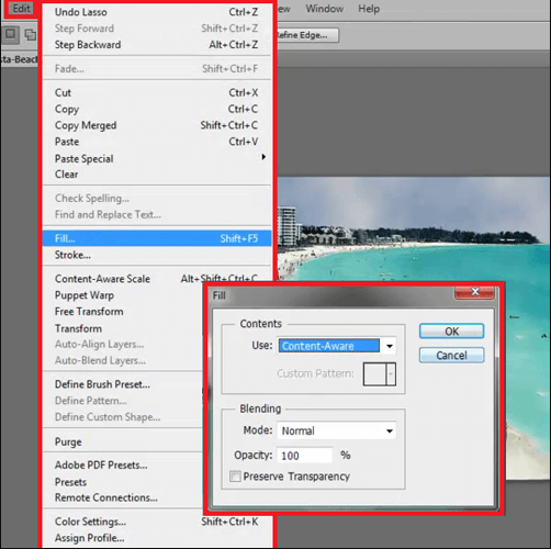 photoshop แก้ไข เติม