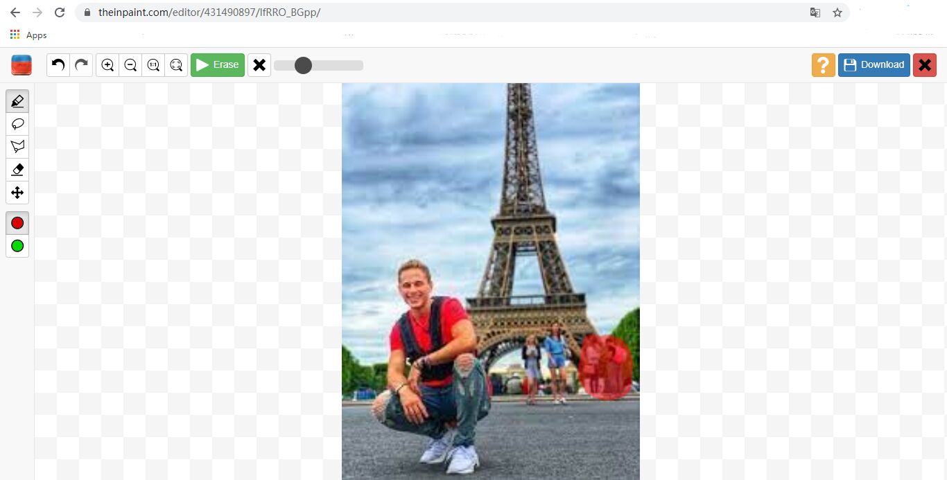 remove person from photo with Inpaint