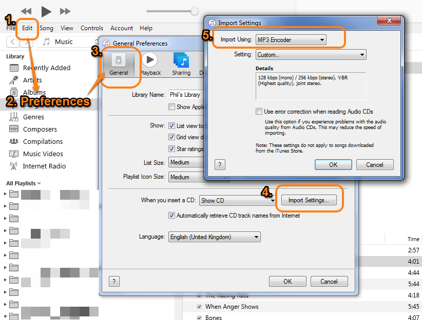 convert music files to mp3 in itunes for windows