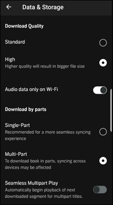 wieloczęściowe pobieranie audible android