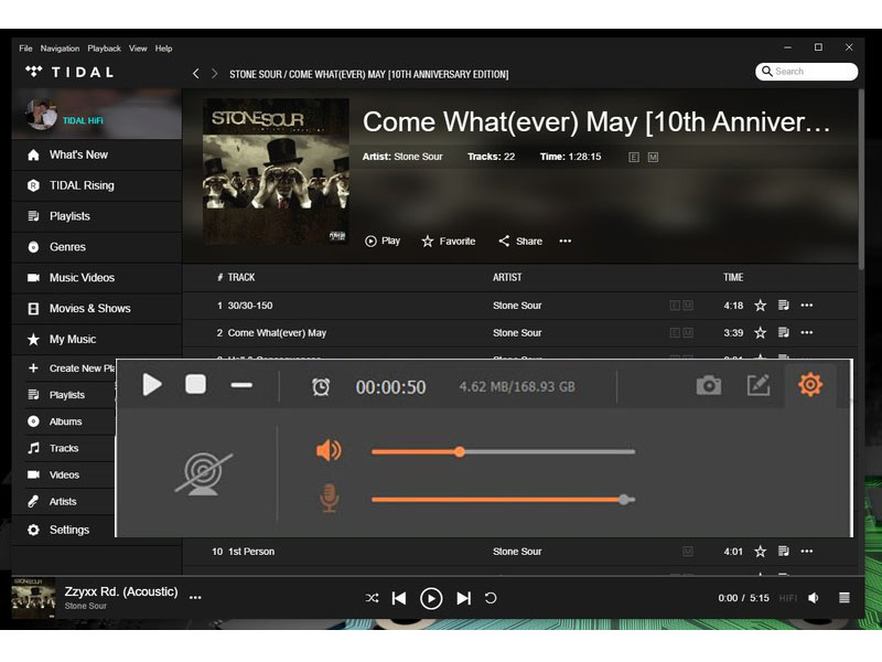 merekam musik Tidal ke MP3