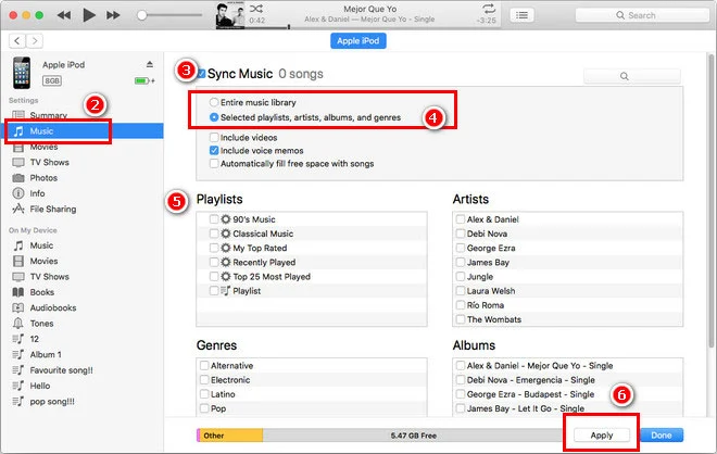 sync apple music to ipod