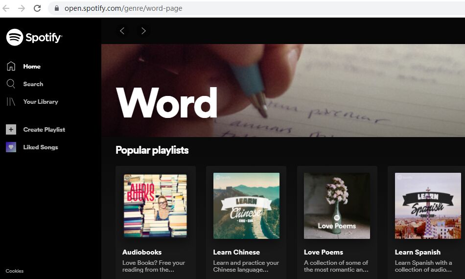 trova audiolibri sul browser Spotify