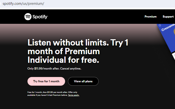 get spotify premium free trial