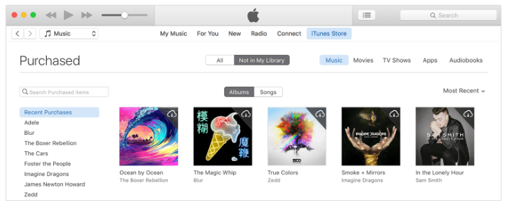 check purchased songs in itunes