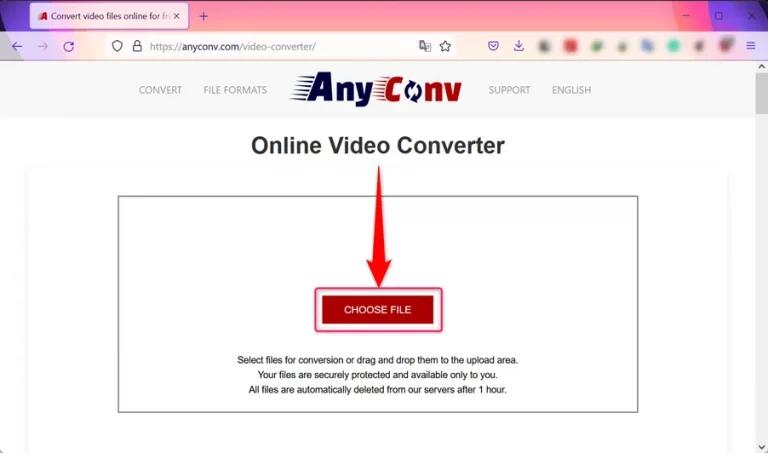 בחר קובץ ב- anyconv