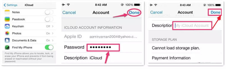 deleted icloud account with settings