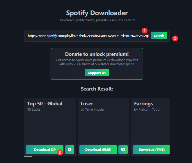 unduh daftar putar Spotify ke mp3 di SPOTIDOWN