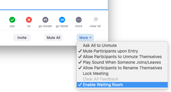 enable waiting room on zoom