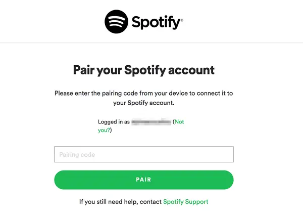 enter Spotify code