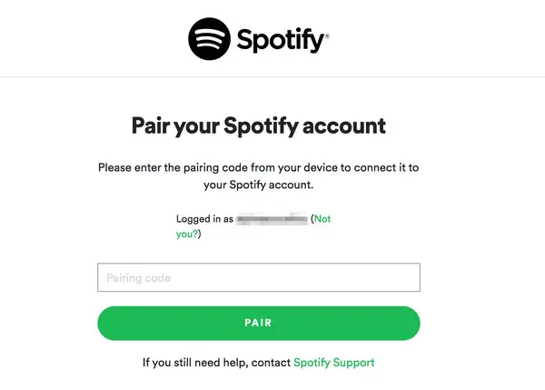 voer de Spotify-code in