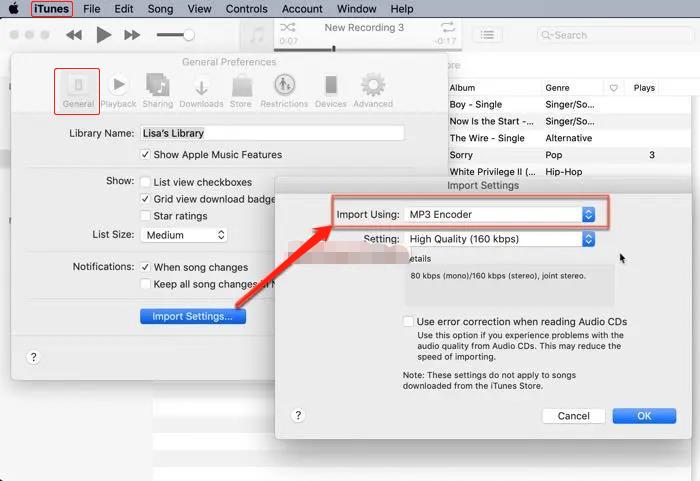 قم بتحويل ملفات الموسيقى إلى mp3 في iTunes لنظام التشغيل Mac