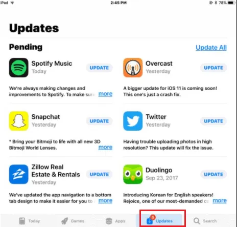 iphone update app