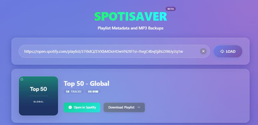 rekatkan url daftar putar spotify