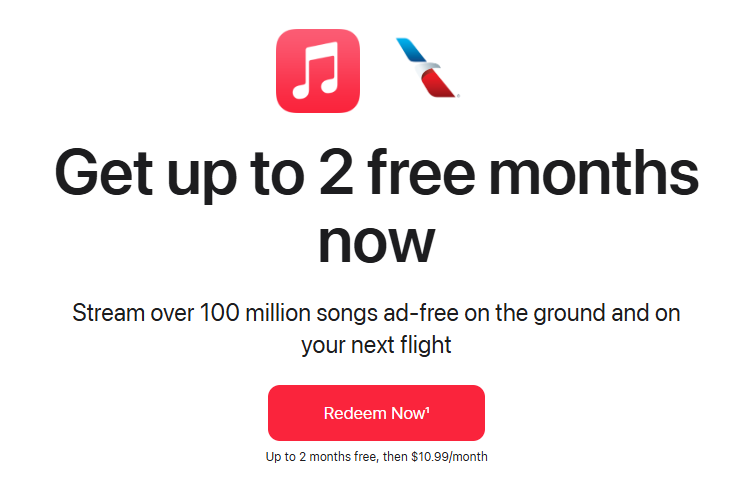 アメリカン航空でApple Musicを利用する