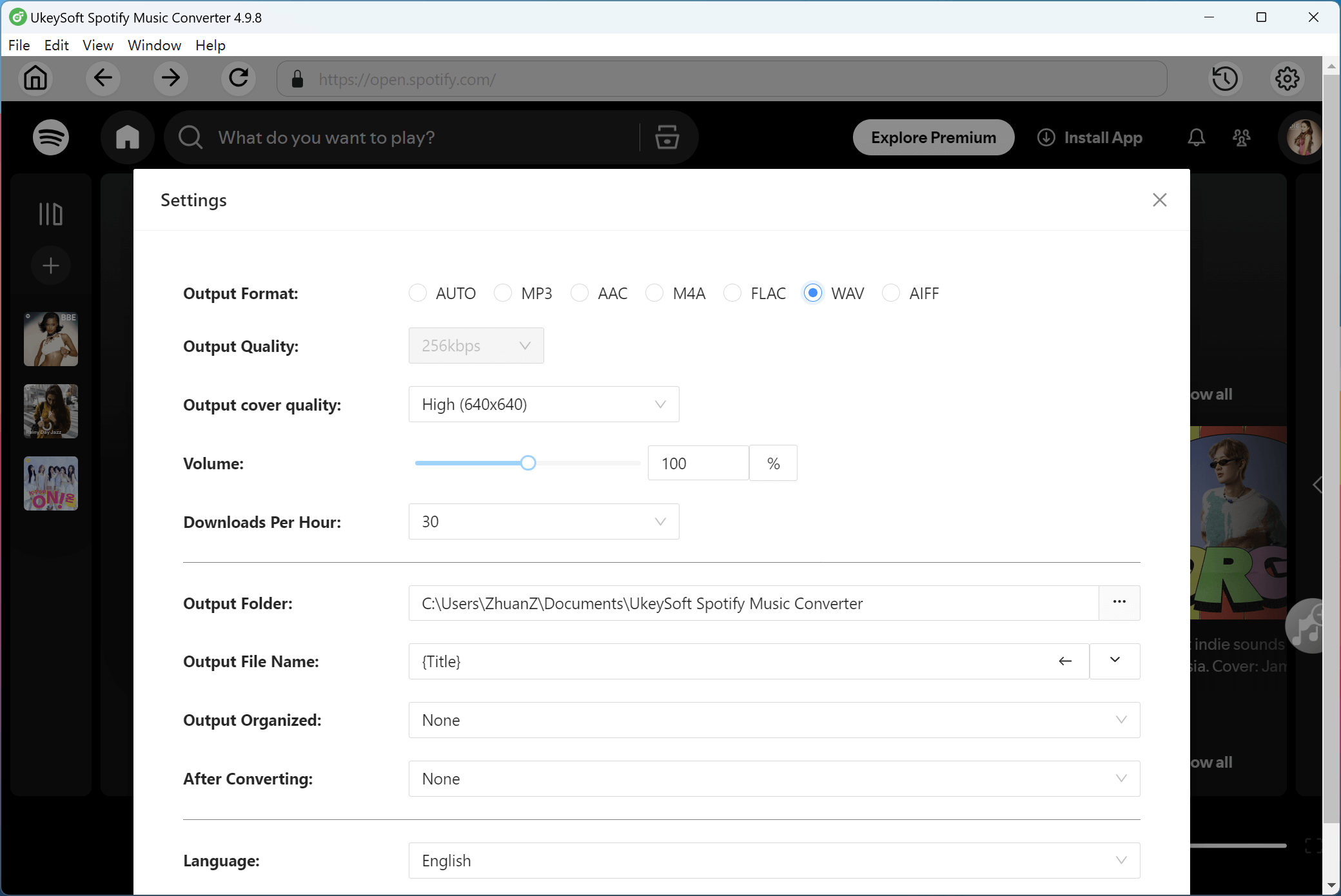 set mp3 as output format